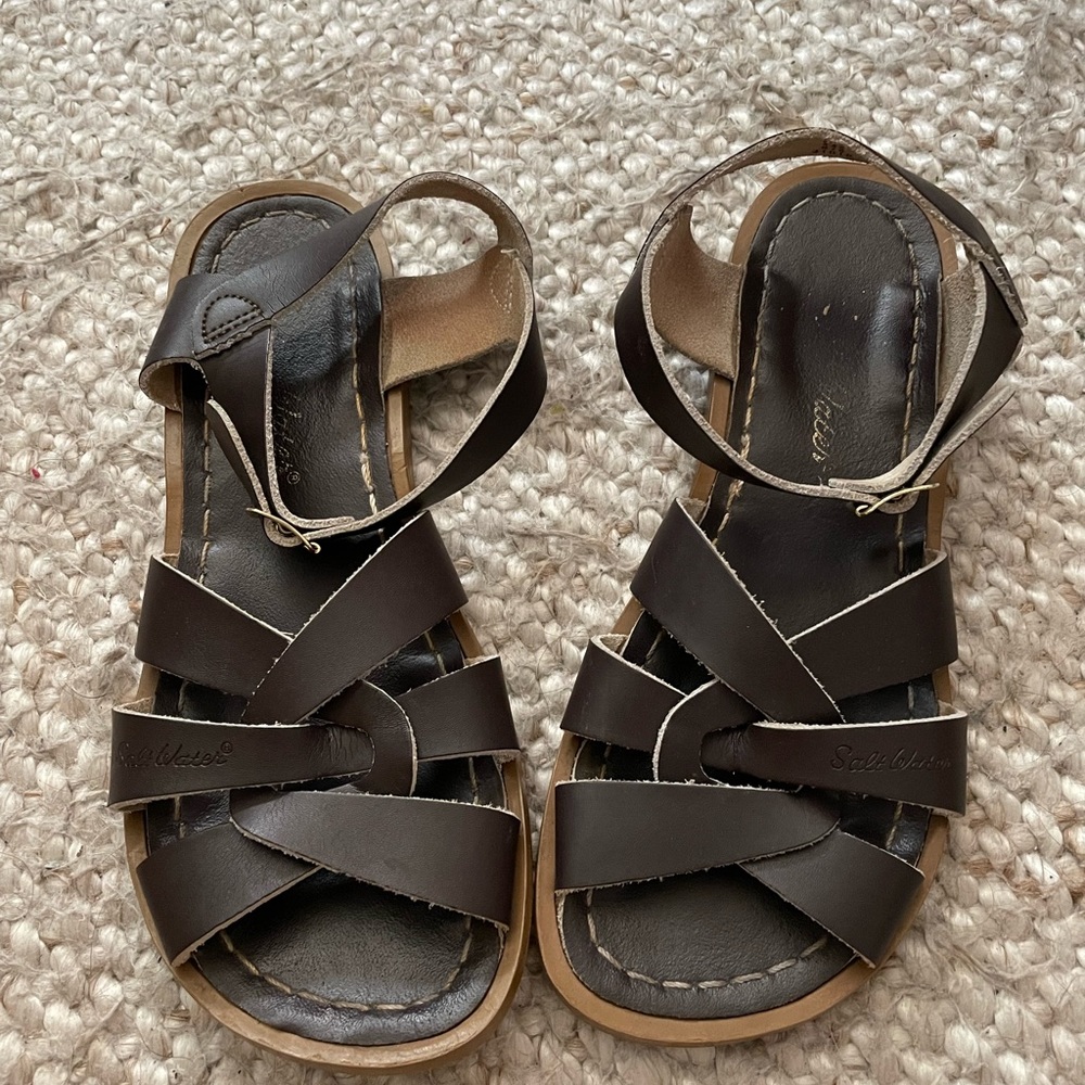 brown salt water sandal